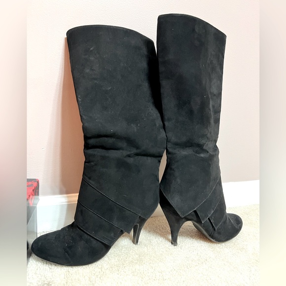 Black Suede Boots, Size 8 - Picture 1 of 7